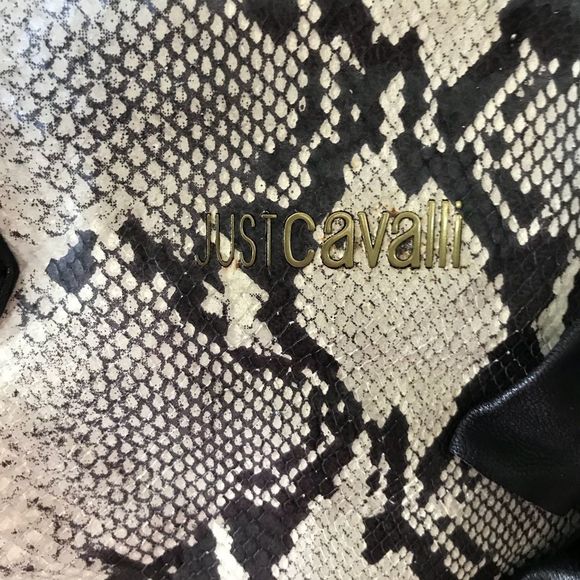 Just Cavalli Snakeskin Embossed Brown Satchel NWT - Picture 6 of 8